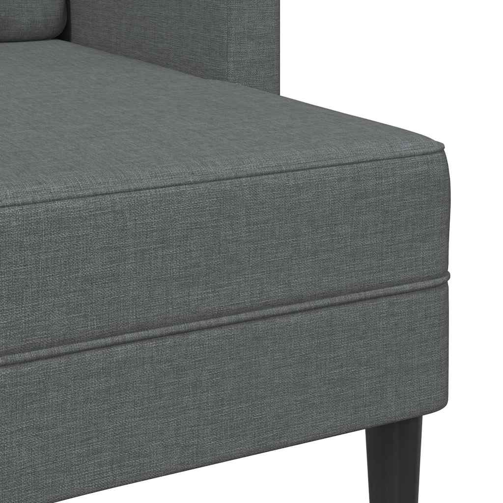 Sofá 2 lugares com Chaise em L 125 cm tecido cinzento-escuro