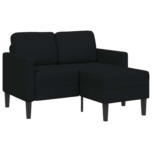 2-seater sofa with L-shaped chaise 125 cm black fabric