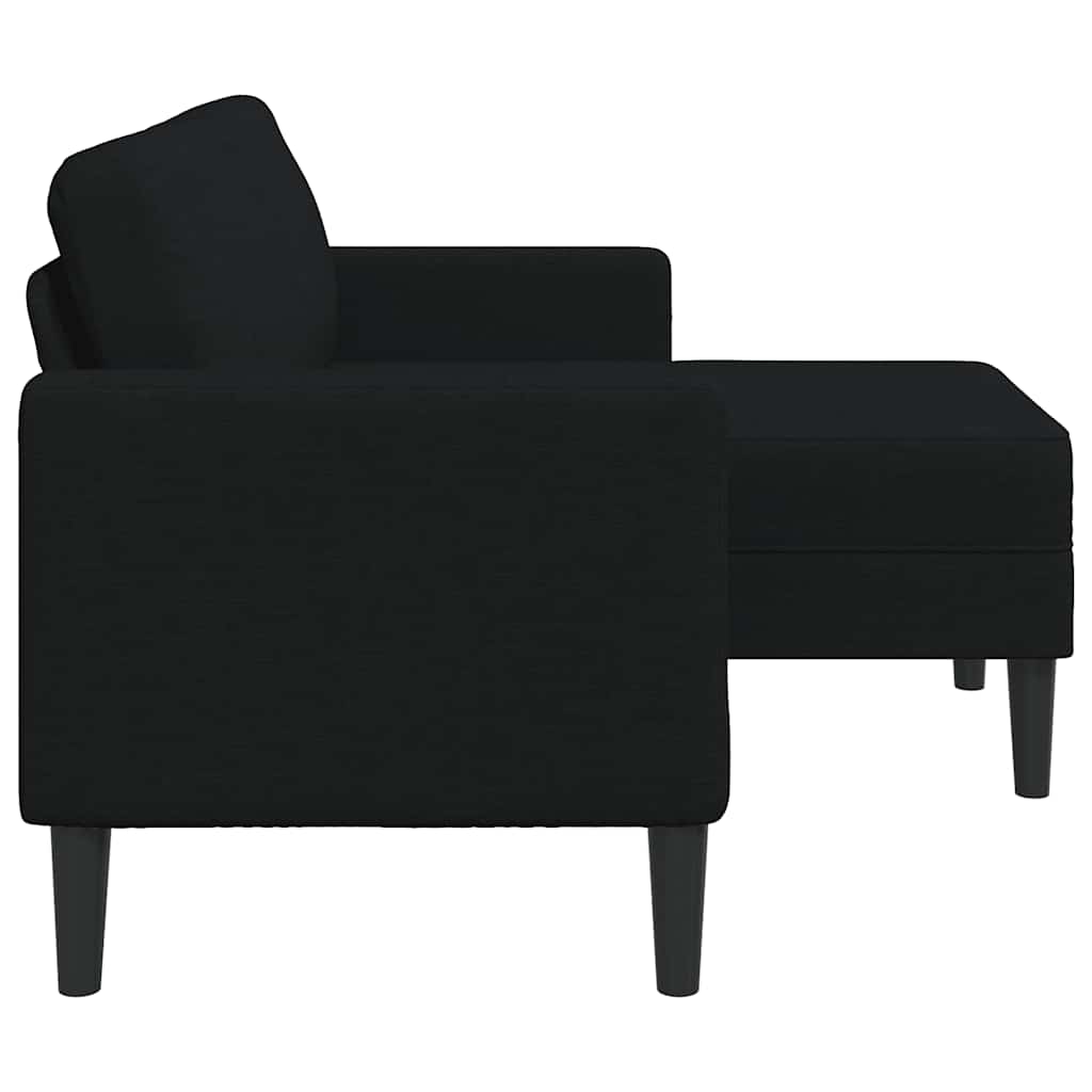 Sofá 2 lugares com Chaise em L 125 cm tecido preto