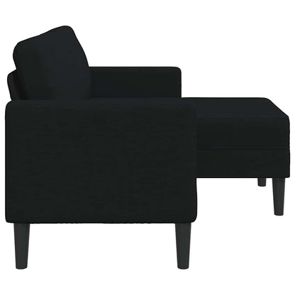 Sofá 2 lugares com Chaise em L 125 cm tecido preto