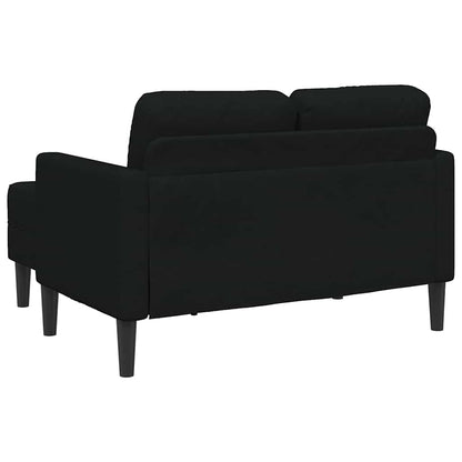 Sofá 2 lugares com Chaise em L 125 cm tecido preto