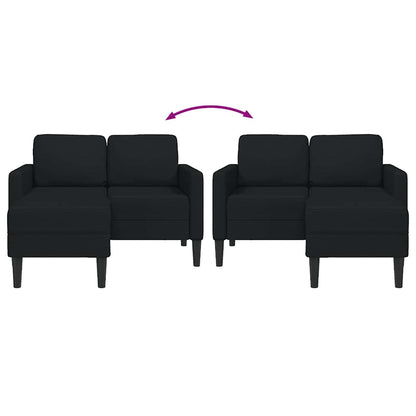 Sofá 2 lugares com Chaise em L 125 cm tecido preto
