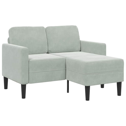 2-seater sofa with L-shaped chaise 125 cm light grey velvet