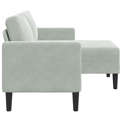 2-seater sofa with L-shaped chaise 125 cm light grey velvet