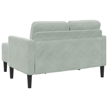 2-seater sofa with L-shaped chaise 125 cm light grey velvet