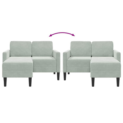 2-seater sofa with L-shaped chaise 125 cm light grey velvet