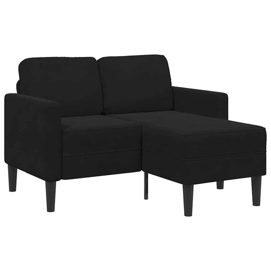 2-seater sofa with L-shaped chaise 125 cm black velvet