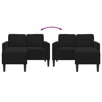 Sofá 2 lugares com Chaise em L 125 cm veludo preto