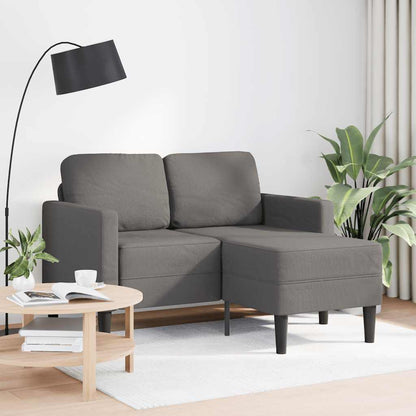 2-seater sofa with L-shaped chaise 125 cm light grey linen