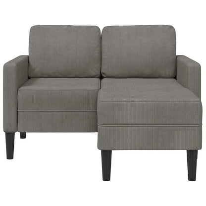 2-seater sofa with L-shaped chaise 125 cm light grey linen