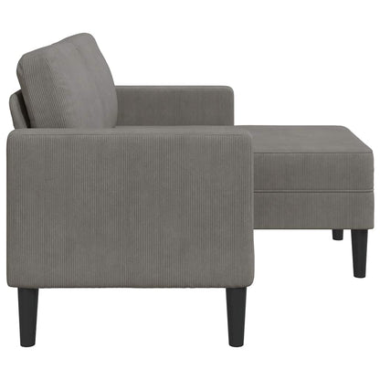 2-seater sofa with L-shaped chaise 125 cm light grey linen