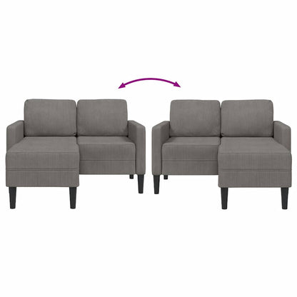 2-seater sofa with L-shaped chaise 125 cm light grey linen
