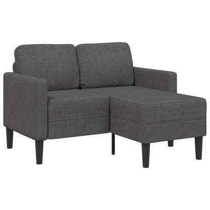 2-seater sofa with L-shaped chaise 125 cm dark grey linen