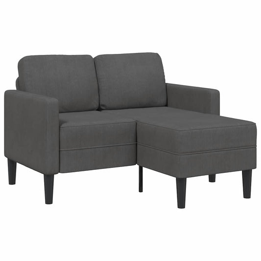 2-seater sofa with L-shaped chaise 125 cm dark grey linen