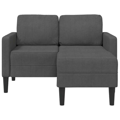 2-seater sofa with L-shaped chaise 125 cm dark grey linen