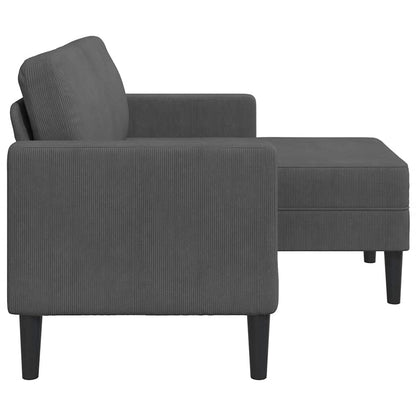 2-seater sofa with L-shaped chaise 125 cm dark grey linen
