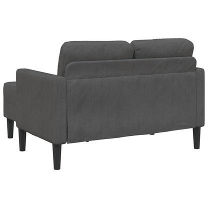 2-seater sofa with L-shaped chaise 125 cm dark grey linen