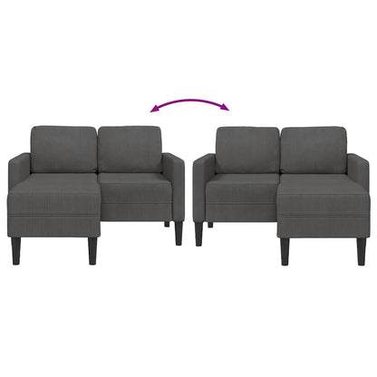 2-seater sofa with L-shaped chaise 125 cm dark grey linen
