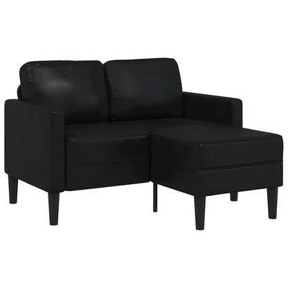 2-seater sofa with L-shaped chaise 125 cm black artificial leather