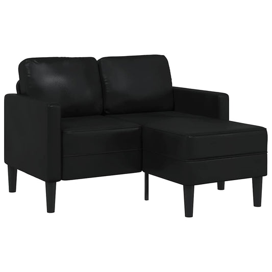 2-seater sofa with L-shaped chaise 125 cm black artificial leather