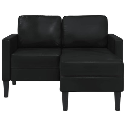 2-seater sofa with L-shaped chaise 125 cm black artificial leather
