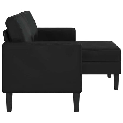 2-seater sofa with L-shaped chaise 125 cm black artificial leather