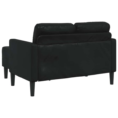2-seater sofa with L-shaped chaise 125 cm black artificial leather
