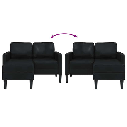 2-seater sofa with L-shaped chaise 125 cm black artificial leather
