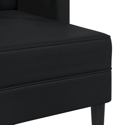 2-seater sofa with L-shaped chaise 125 cm black artificial leather
