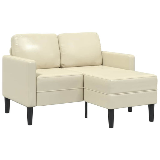 2-seater sofa with L-shaped chaise 125 cm cream faux leather