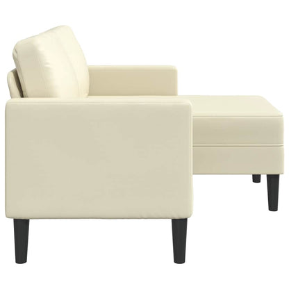 Sofá 2 lugares com Chaise em L 125 cm couro artificial creme