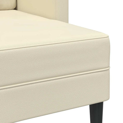 Sofá 2 lugares com Chaise em L 125 cm couro artificial creme