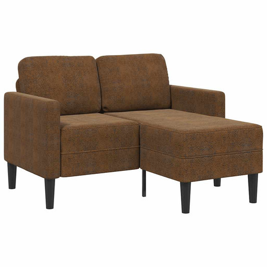 2-seater sofa with L-shaped chaise 125 cm brown faux leather