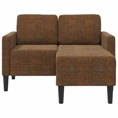 2-seater sofa with L-shaped chaise 125 cm brown faux leather