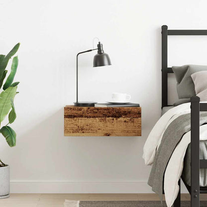 Mesa cabeceira suspensa madeira velha 40x32x15 cm contraplacado