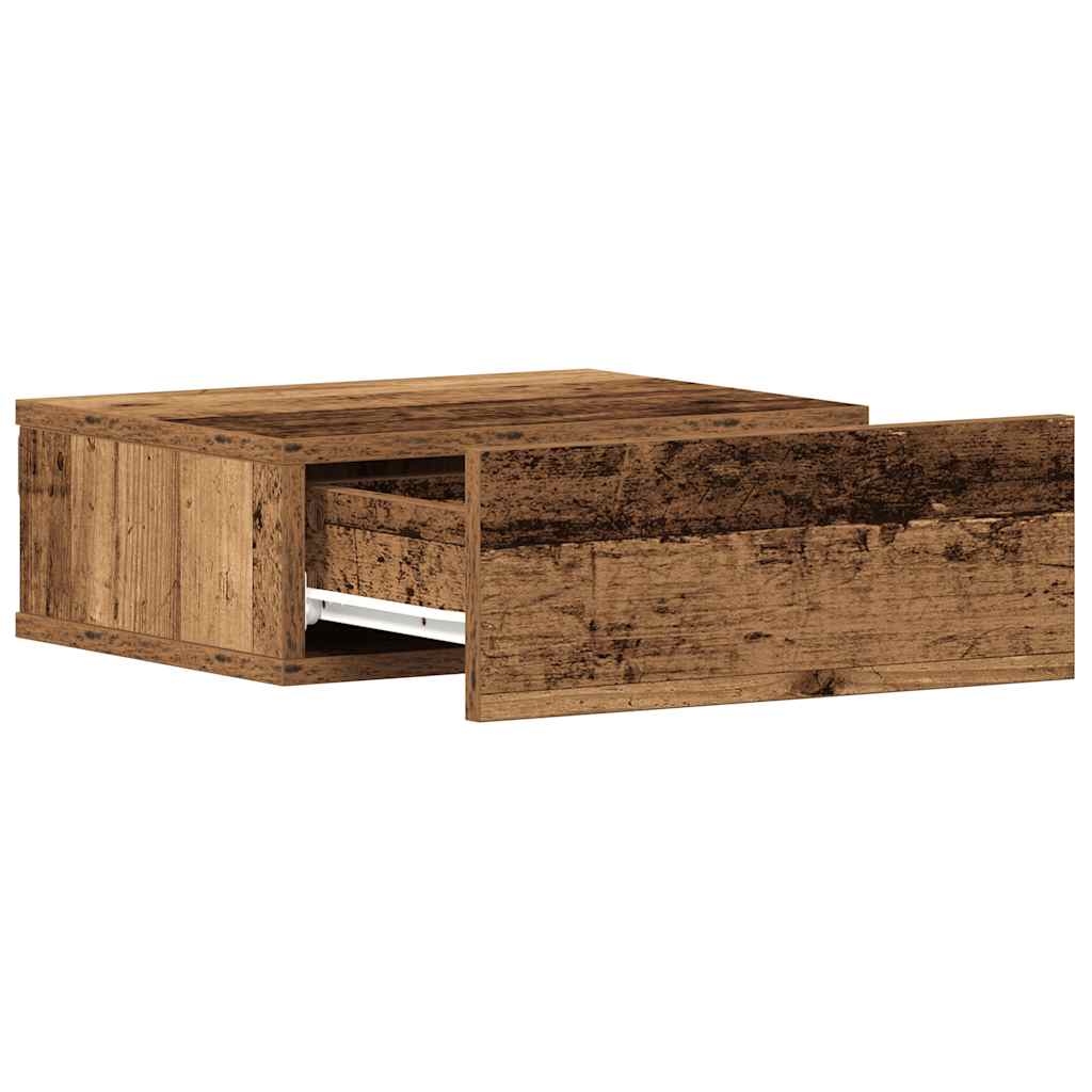 Mesa cabeceira suspensa madeira velha 40x32x15 cm contraplacado