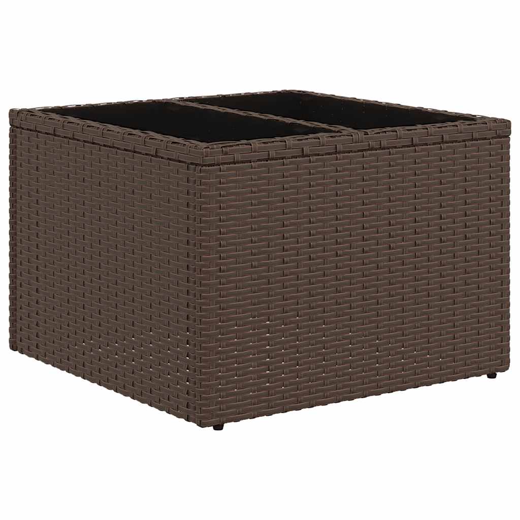 8 pcs conjunto sofás de jardim c/ almofadões vime PE castanho