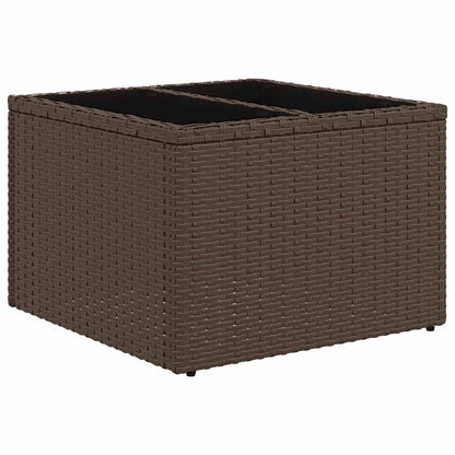 8 pcs conjunto sofás de jardim c/ almofadões vime PE castanho