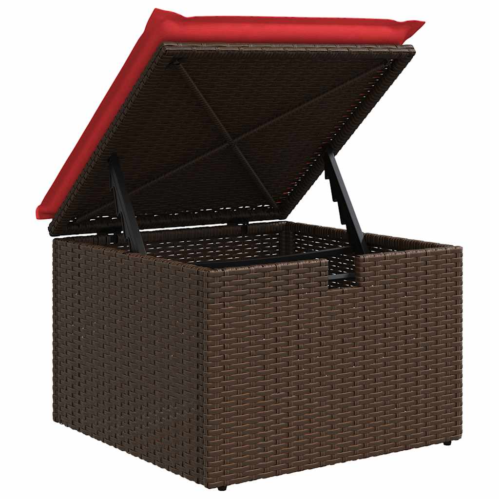 8 pcs conjunto sofás de jardim c/ almofadões vime PE castanho