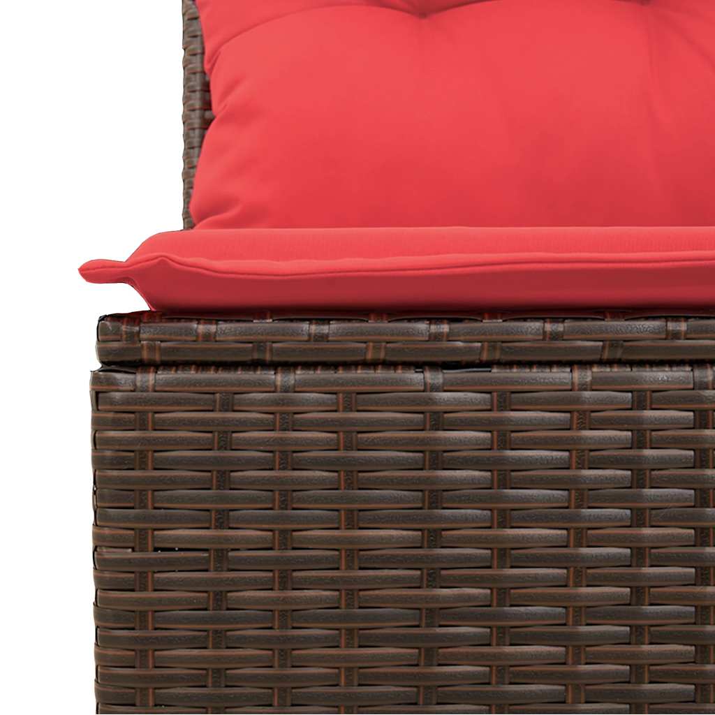 8 pcs conjunto sofás de jardim c/ almofadões vime PE castanho