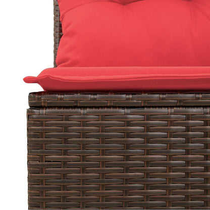 8 pcs conjunto sofás de jardim c/ almofadões vime PE castanho