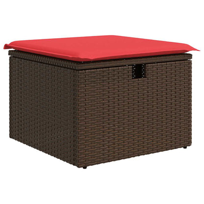 8 pcs conjunto sofás de jardim c/ almofadões vime PE castanho