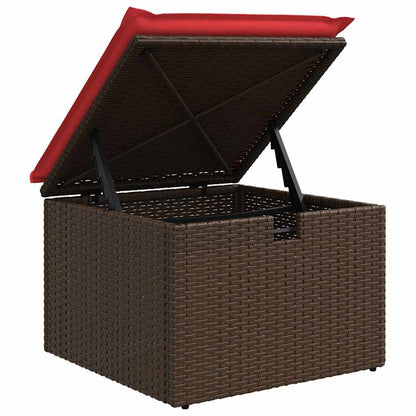 8 pcs conjunto sofás de jardim c/ almofadões vime PE castanho