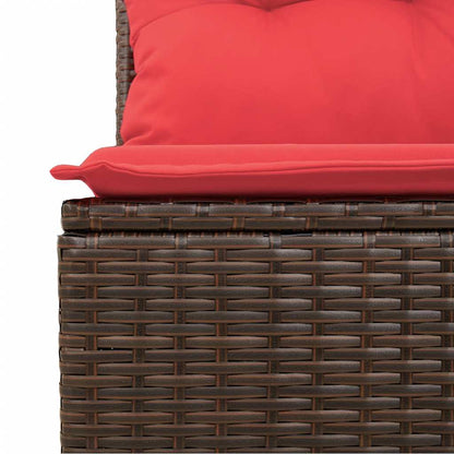 8 pcs conjunto sofás de jardim c/ almofadões vime PE castanho