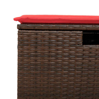 8 pcs conjunto sofás de jardim c/ almofadões vime PE castanho