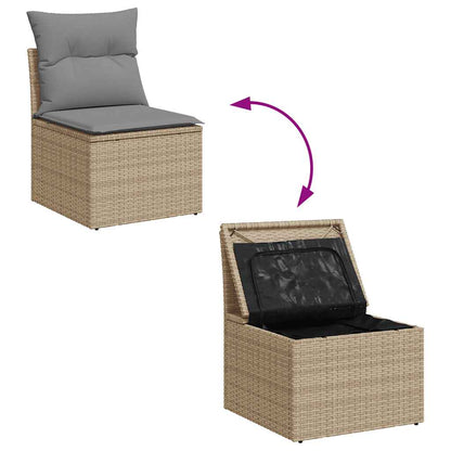 7 pcs garden sofa set with cushions poly rattan beige
