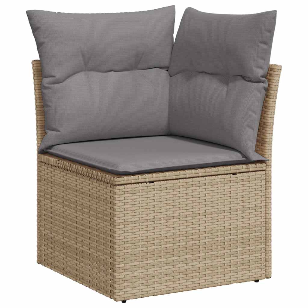 7 pcs garden sofa set with cushions poly rattan beige