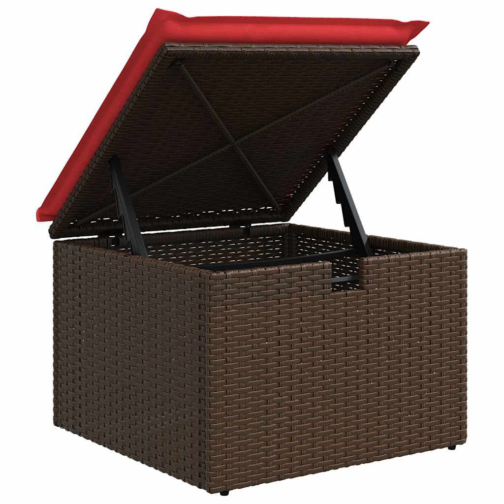 8 pcs conjunto sofás de jardim c/ almofadões vime PE castanho