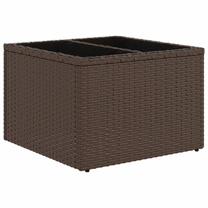 8 pcs conjunto sofás de jardim c/ almofadões vime PE castanho