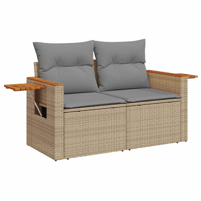 7 pcs garden sofa set with cushions poly rattan beige